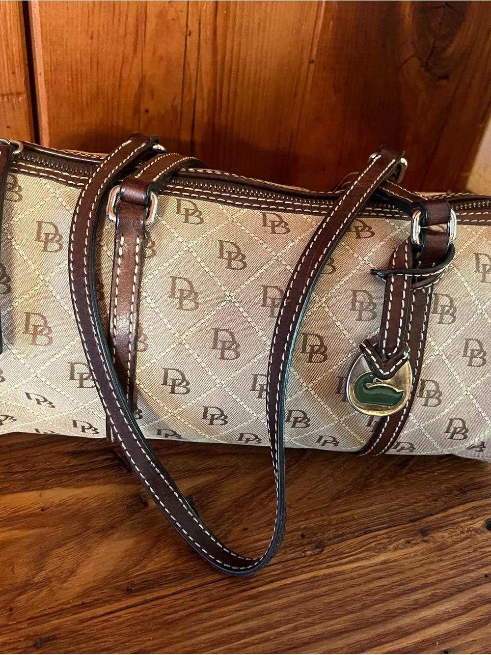Dooney & Bourke Brown and Cream Signature Canvas Shoulder Bag